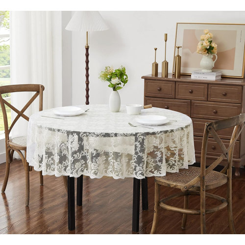 Charlton Home Dannilyn Round Floral Lace Tablecloth Reviews Wayfair